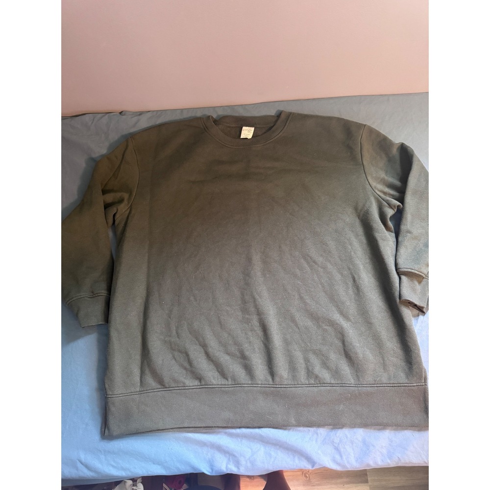 Terra & Sky Olive Green Crewneck Sweatshirt Plus Size 0X 14W Pullover Fleece
